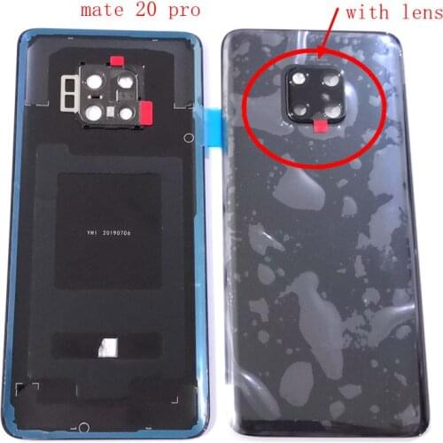For Huawei mate 20 pro Battery cover back rear door housing For mate 20pro back frame glass spare parts with camera lens