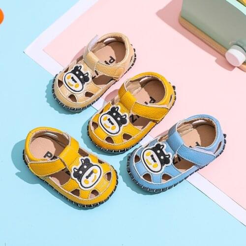 Summer Todler Infant Shoes Baby Girls Boys Sandals Genuine Leather Soft Bottom Children Kids Anti-collision First Walkers Shoes