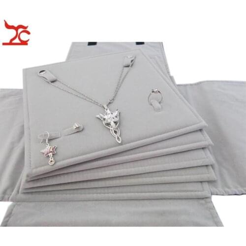 Multi-Functional Velvet Jewelry Display Storage Travel Roll Bag Pendant Necklace Earrings Ring Jewellery Case Pearl Foloder