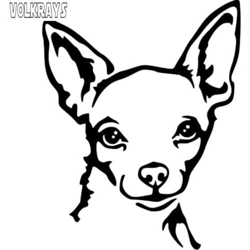 Volkrays Fashion Car Sticker Chihuahua Dog Accessories Waterproof Reflective Motorcycle Vinyl Decal Black/Silver,16cm*13cm