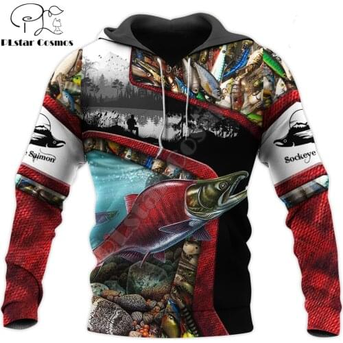 Sockeye Salmon Fishing 3D All Over Printed Mens Autumn Hoodie Sweatshirt Unisex Streetwear Casual Zip Jacket Pullover KJ591