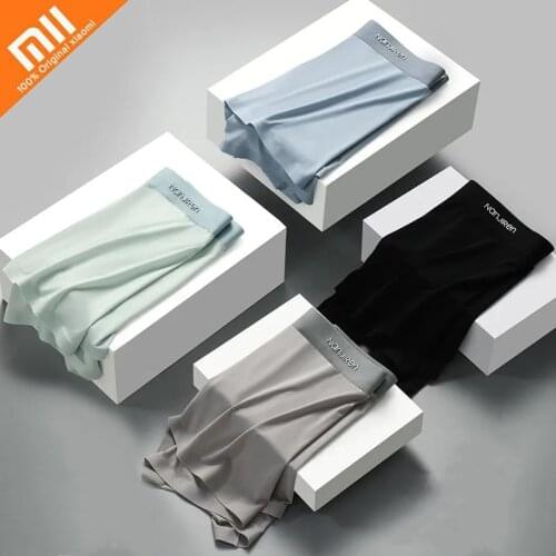 Xiaomi 3pcs Men Underwear Ice Silk Thin Mens Boxershorts Breathable Male Boxer Seamless Panties Male Solid Colors Shorts Pants