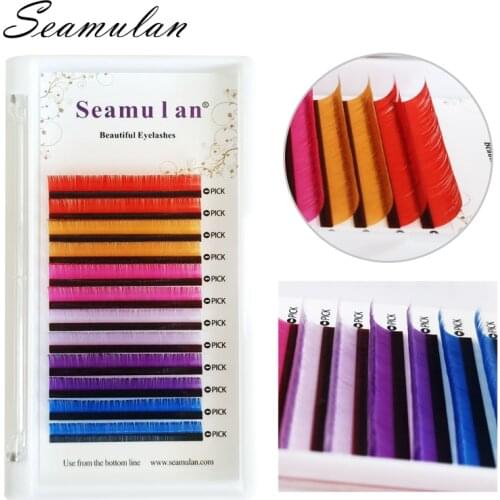 False Eyelashes Individual Eyelash Extension Color Fake Eye Lashes Mink Eyelash Extension 100% real mix color makeup tool