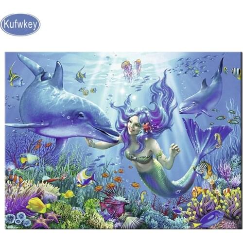 New Product Diamond Embroidery Mermaid dolphin DIY 5D Diamond Painting Cross Stitch Needlework Full Rhinestones Home Decor