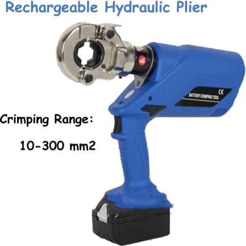 Rechargeable Hydraulic Plier Electric Crimping Tool Battery Powered Wire Crimper with 10-300mm2 Crimping Range HL-300