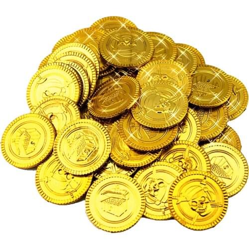 Pirate Treasure Plastic Coin Props Gold Skull Coin For Halloween Party Cosplay Props Kids Party Toys Treasure Coins Decoration