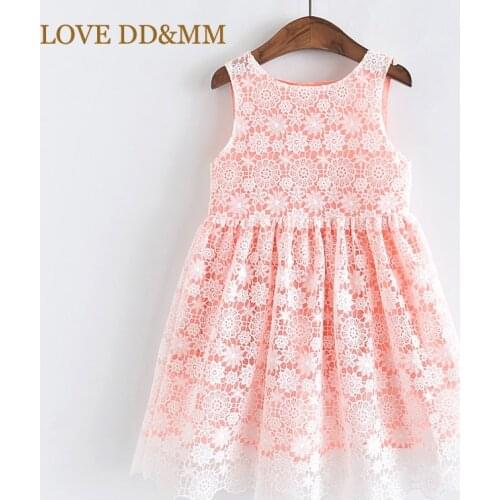 LOVE DD&MM Girls Dresses 2021 Autumn New Childrens Wear Girls Fashion Sweet Openwork Lace Flower Sleeveless Vest Dress