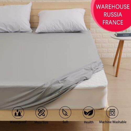 Bed Sheet Waterproof Light Grey Mircrofer Bed Cover Waterproof Fitted Sheet Mattress Cover for Bedding sabanas cama 150