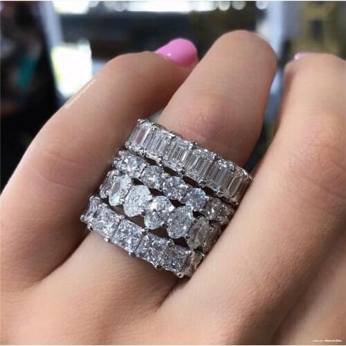 Vecalon Luxury Eternal Eternity Band Ring 925 Sterling silver Bijou AAAAA cz Promise wedding Rings For Women Bridal Party Gift