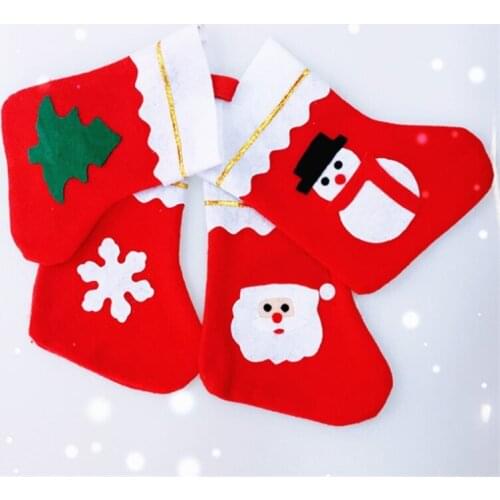 Christmas Stockings With Snowman Santa Printing Xmas Sack Candy Gift Bag Fireplace Xmas Tree Decoration New Year