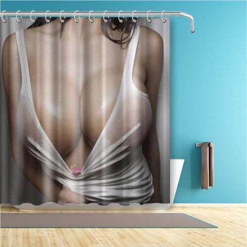 Custom Sexy Hot Girl Sexy Woman Breast Bathroom Shower Curtain Sets Waterproof Decor Polyester