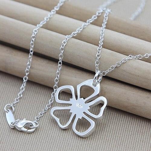 High Quality 925 Sterling Silver Fashion Elegant Plant Flower Necklace Pendant For Women Female Trendy Jewelry