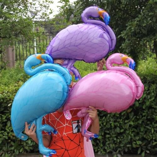 1pc Large Bird Pink Blue Purple Flamingo foil balloon Birthday Party Decor Helium Inflatable Balls Child Gifts Toys Air globos