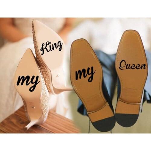 2 Unit /set My King, My Queen Decal, Wifey Hubby Vinyl Sticker ,bride Groom Vinyl Decal Gifts For Wedding Accessories WD27