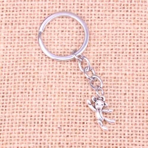 20pcs gymnastics lovely bear Keychain 19*10mm Pendants Car Key Chain Ring Holder Keyring Souvenir Jewelry Gift