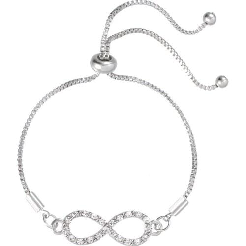 2020 New European Fashion Adjustable Bracelets For Women Cubic Zirconia Infinity Tennis Bracelet Femme Jewelry Gift Dropshipping