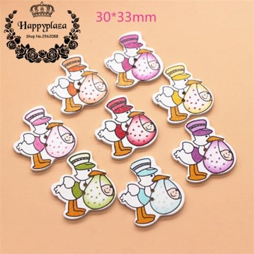 30pcs Cute Duck with Baby Wooden Buttons For Clothing Scrapbooking Accessories Decorative Button Craft Sewing Supplies