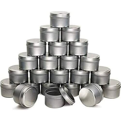 4 Oz Metal Tins/Candle Tins (24-Pack), Round Containers with Slip-on Lids for Party Favors, Candle Making, Spices,Gifts
