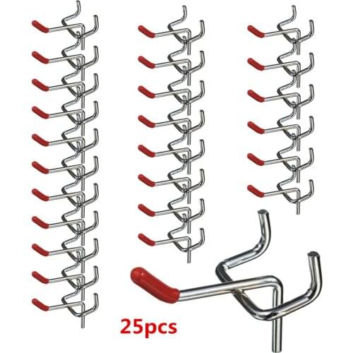 50mm 25pcs Board Wall Retail Display Shop Peg Slat Walling Home Hanger Chrome Metal 1~1.5KG Loading Capacity