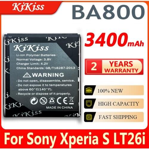 3400mAh Big Power Battery For SONY Xperia S LT25i Xperia V LT26i AB-0400 BA800 Genuine High Capacity Mobile Phone Battery