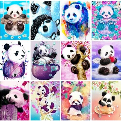 Huacan Diamond Painting Panda Full Square Drill Embroidery Mosaic Cartoon Cross Stitch Decoration For Home