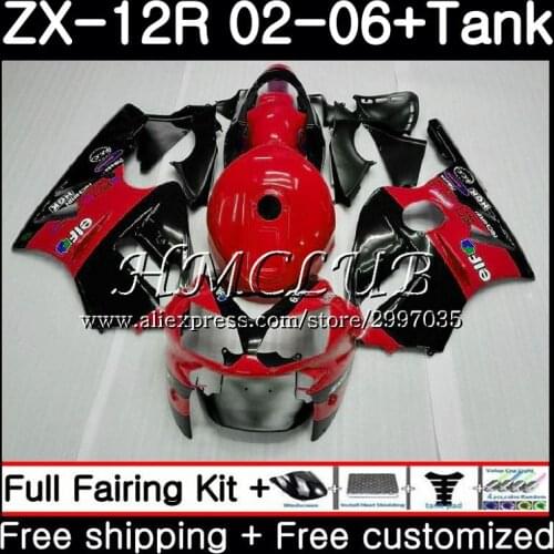 +Tank For KAWASAKI NINJA ZX1200 C ZX-12R 2003 2004 2005 2006 72HC.6 ZX 12R 1200CC 12 R hot red black ZX12R 03 04 05 06 Fairings