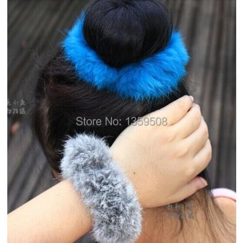 Free Shipping!2015 New 3pcs/lot Faux Rabbit Ear Fur Hair Bands Elastic Women Hair Holder Hair Ties Hair Accessories