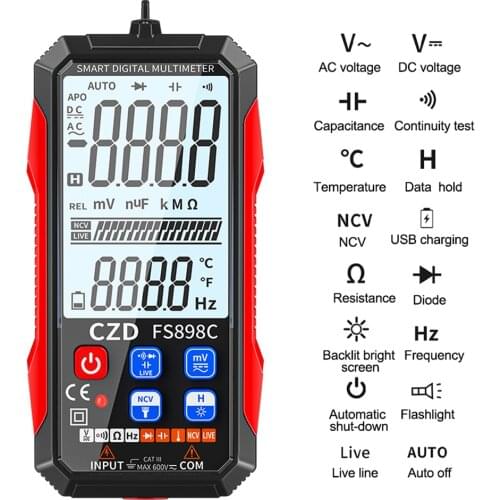 Digital Multimeter Professional Multimeter with Backlight NCV Direct Current AC Voltage Resistance Diode Portable Testing Tools