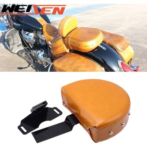 For Indian 2014-2021 Chief Chieftain Springfield Two Piece Seat Brown Studded Driver Backrest Mount With Pad Quick-Detach