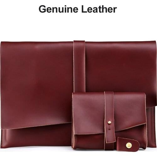 For Macbook Air 13 Pro 11.6 13.3 15.6 inch Genuine Leather Laptop Sleeve Bag for Xiaomi Dell Asus Microsoft Notebook Mouse Bags