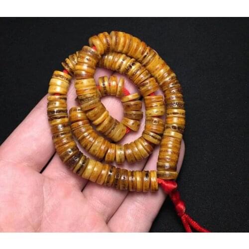 Chinas Tibetan folk collection, ancient custom real bone sliced bead spiritual bone rosary loose beads Moisturizing vintage