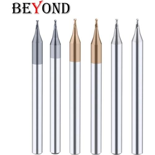 BEYOND Small Diameter Endmills Ball Nose 2 Flute Milling Cutter Carbide CNC Lathe Miniature End Mills 0.1 0.15 0.2 0.3 0.4 0.5