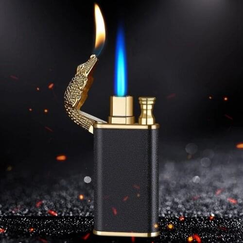 Metal Lighter Double Flame Switchable Lighter Refillable Butane Gas Lighter Cigarette accessories Torch Lighter