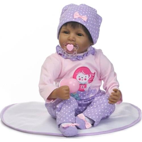 22inch Silicon Reborn Toddler Doll Smiling Baby Doll Girl With Hair Clothes Boneca Lifelike Cute children Gifts Toy for kids