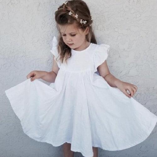 Cute Baby Cotton Summer Dresses Girls Petal Sleeve Dress Kids Childrens Clothes