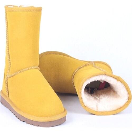 Fashion 100% Genuine Cowhide Leather Snow Boots Australia Classic Women Boots Warm Winter Boots Shoes Non-slip Soles for Women