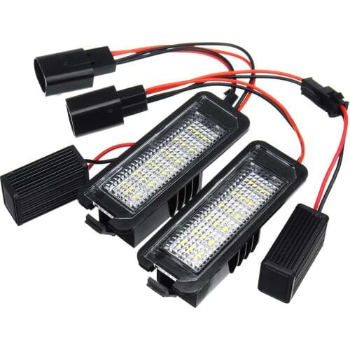 New 2pcs Universal 12V 18 LED Car License Plate Lights Working Lamp Bulb For VW GOLF 4 5 6 7 6R Passat B6 Lupo Scirocco Polo