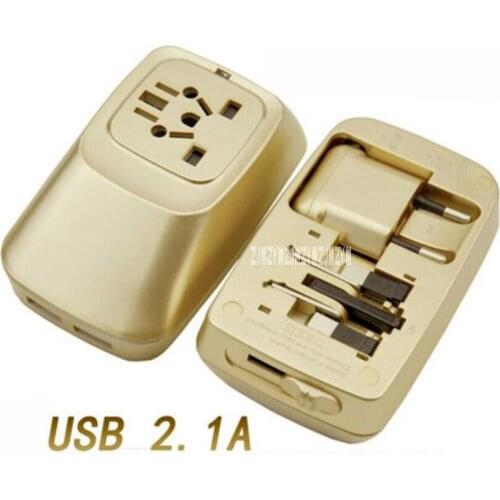 New GZWP998 Two USB Port Charging World Travel Adapter Universal International Plug Adapter AC Power Plug Socket 110V-240V 1500W