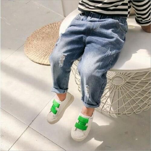 2021 Spring New 3-7Y Childrens Clothing Fashion Long Denim Boys Girls Pants Loose Comfortable Anywhere Jeans For Kids Trousers