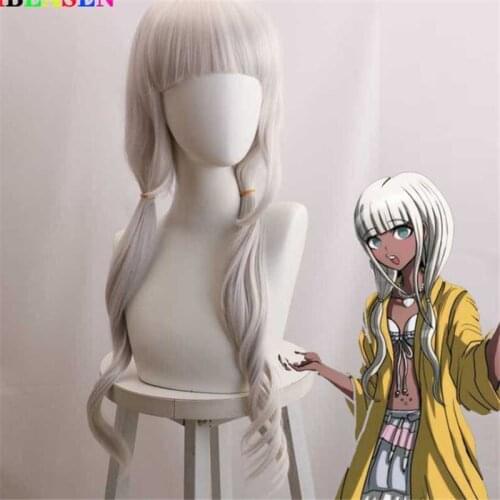 Angie Yonaga Pure White Color Wig Danganronpa: Trigger Happy Havoc Cosplay Long Wig Hair Synthetic Cosplay Wig 70cm