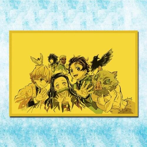 Demon Slayer Anime Tanjirou Zenitsu Nezuko Poster Art Silk Canvas Retro Print For Home Room Decor Decoration-020