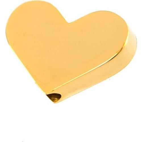 10x14mm heart pendant drilled 2mm hole 2 styles Stainless steel slide charm pendant gold/steel color mirror/brush polished 50pcs
