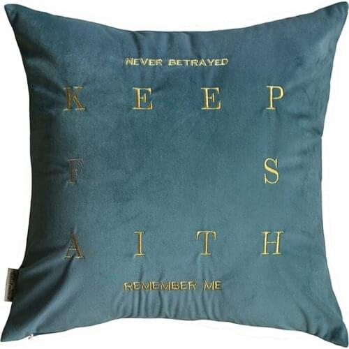 Nordic Style Light Luxury Simple Velvet Embroidery Home Pillow Living Room Bedroom Soft Comfortable Decorative Velvet Cushion