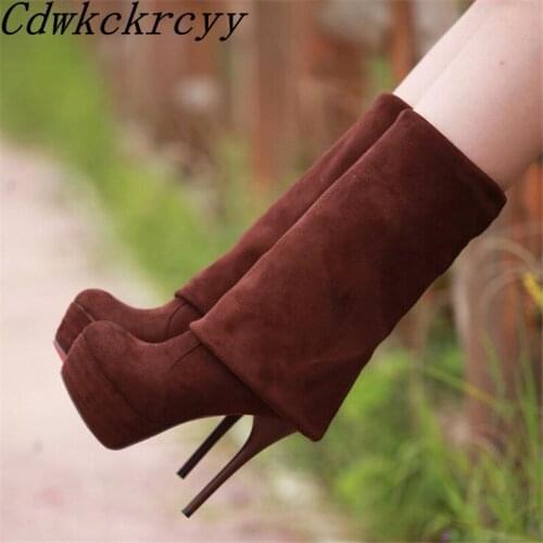 Winter New pattern fashion Round head black sexy Super high heel 13CM Over knee Thin leg Boots Add wool Keep warm Women Boots