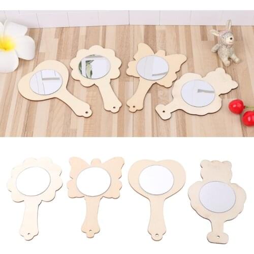 DIY White Wood Mold Mirror Painting Handmade Craft Kids Toys Trinket Material Hot New