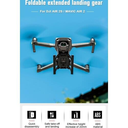 Mavic Air 2 Drone Landing Gear Foldable Extended Landing Skid Expansion Parts Leg Black For DJI Mavic Air 2 Accessories