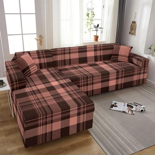 Nordic Geometric Printing Sofa Cover for Living Room Slipcovers Sofa Cover Lattice Stripes Elastic Couch Cover Sofa Towel Cojin