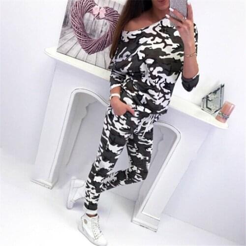 Camouflage Tracksuit Women Two Piece Set Autumn Clothes Long Sleeve Leopard Print Sweatshirt Top and Pants Lounge Wear Outfits
