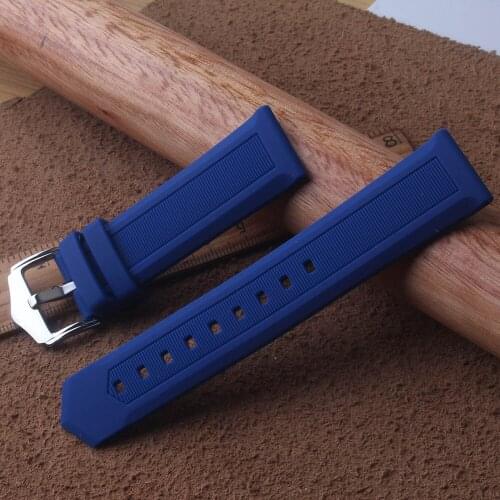 Blue Silicone Rubber Watchbands high quality watch band straps 20mm 21mm 22 23 24mm 26mm 28mm for sport watches driving men soft