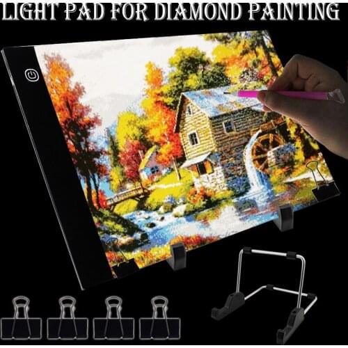 A4 LED Light Pad for Diamond Painting, USB Powered 5D Diamond Embroidery Accessories Light Board Tools Kit